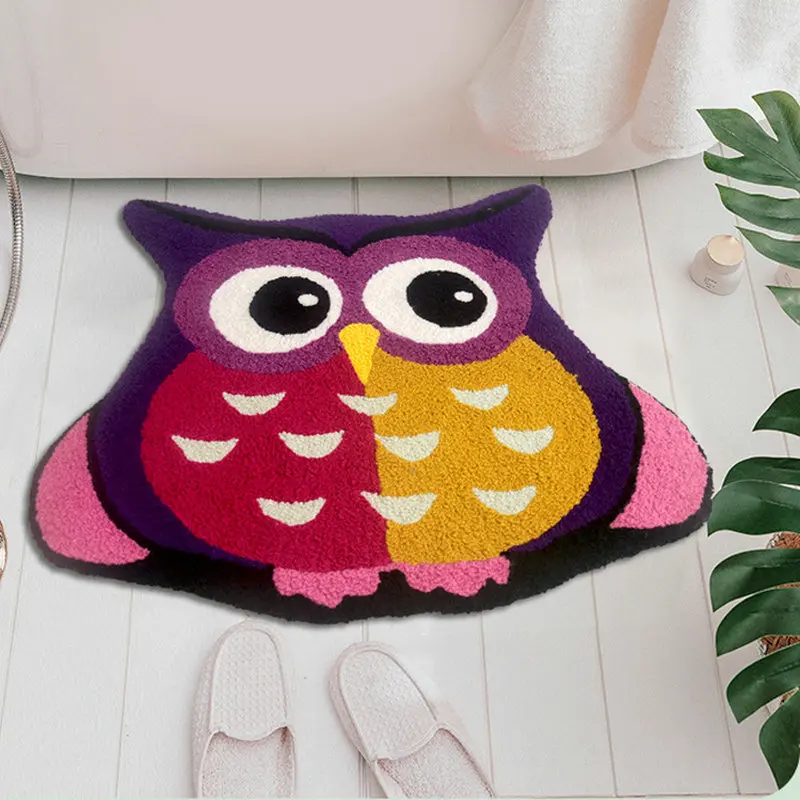 

Nordic 3D Owl Carpet Area Rugs Funny Bedroom Floor Mats Anti-slip Absorbent Doormat Home Decoration Cute Animal Bathroom Rug