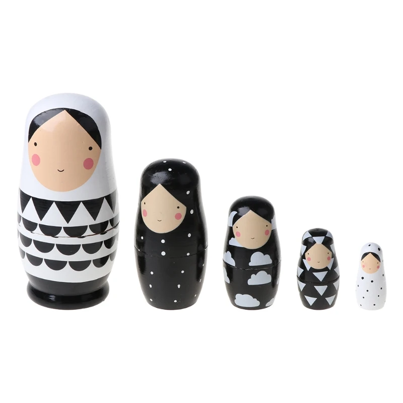 5pcs Set Russian Nesting Dolls Wooden Matryoshka Doll Handmade Painted Stacking Dolls Toys for Children