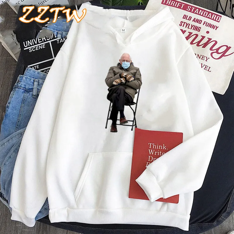 

Meme Graphic Sweatshirts Bernie Sanders Inauguration Mittens Hoodies Women Harajuku 2021 Fashion Bernie Mood Pulllover Clothes