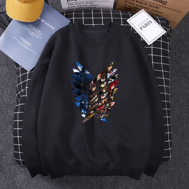 Attack on Titan Print Sweatshirts Hoody Mens Fashion Loose Streetwear 2021 Autumn Spring Fleece Warm Pullover Woman Fashion Top