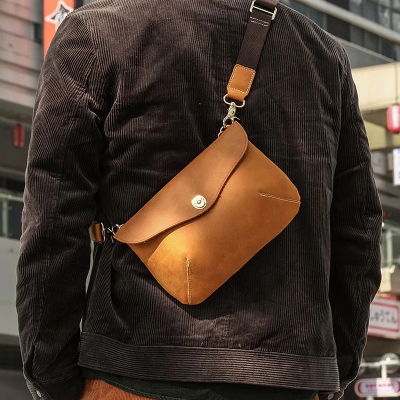 Quality Original Leather Male Casual Shoulder Messenger Satchel Bag Student Cowhide Fashion Cross-body Bag 8