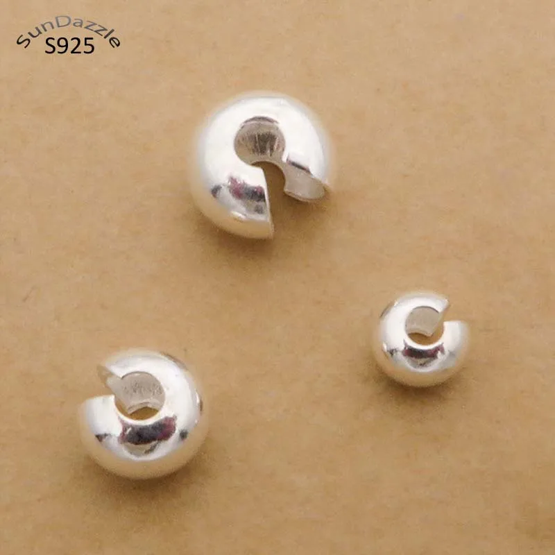 Genuine Real Pure Solid 925 Sterling Silver Wrap Beads Caps Moon Shape Hoop Position Bead Wrap Jewelry Making Findings