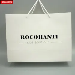 50X Custom Logo Printed Thick Grossy White Paper Bag 250grams Cardboard Paper Shopping Gift Bags with String