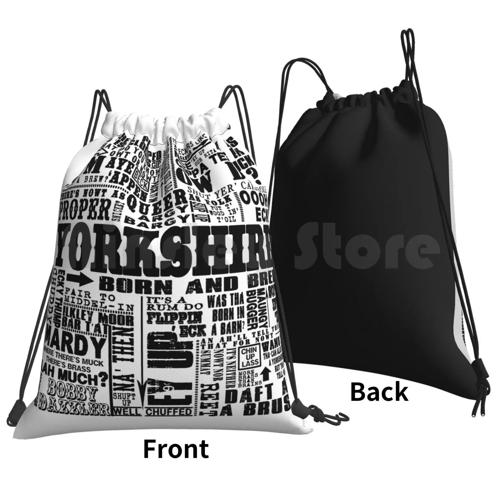 Yorkshire Sayings Backpack Drawstring Bag Riding Climbing Gym Bag Vintage Yorkshire Funny Sayings Humour Word Art