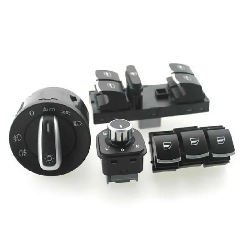 Chrome Headlight Switch+Power Window Master Switch For VW Golf 5 6 Mk5 6 Jetta 5 6 Passat B6 Touran SEAT 5ND941431A 5ND959565B