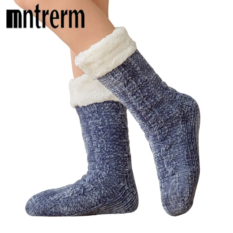 MN christmas socks Women Winter Cotton Socks Solid Thicker Anti-slip Floor Socks Carpet Socks calcetines mujer новогодние носки