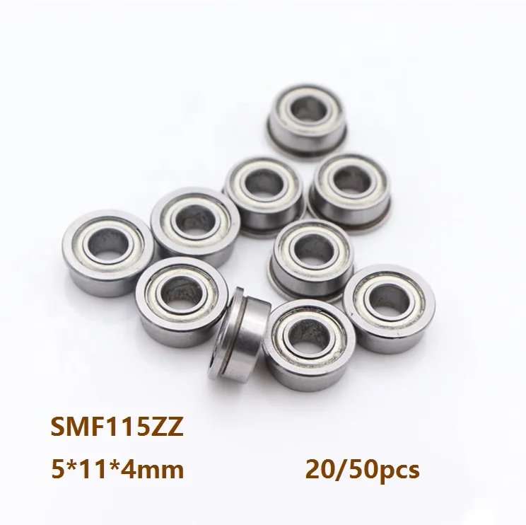 20pcs/50pcs SMF115ZZ Stainless steel bearings Mini Flange Bearings 5x11x4mm  Miniature Deep groove Ball Bearing 5*11*4mm