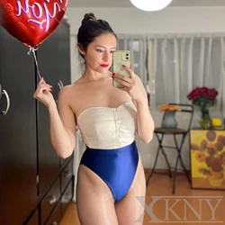 XClocKNYoung satin glossy Thong Bikini BottomsSilky Solid Bikini High Waist Tights Underpants Oily swimming trunks