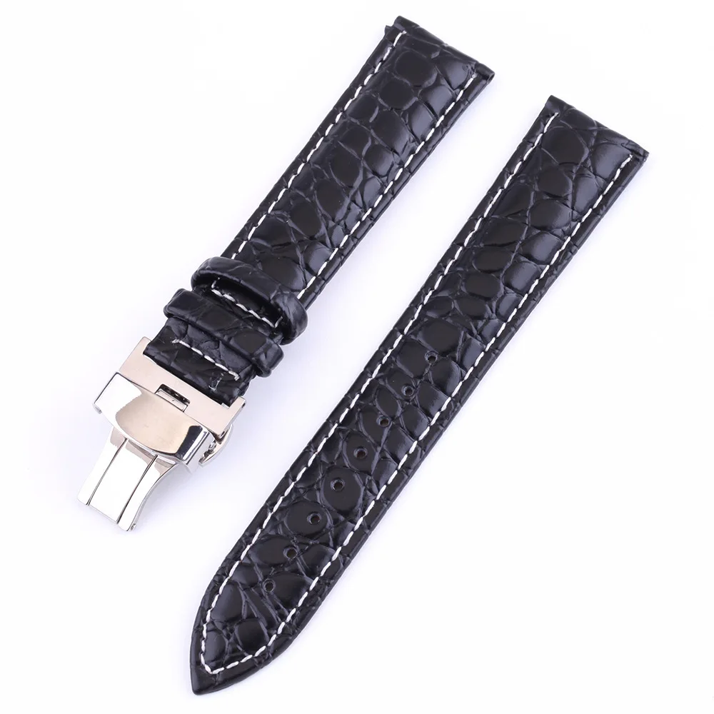 Crocodile Pattern Strap 12mm 13mm 14mm 15mm 16mm 17mm 18mm 19mm 20mm 21mm 22mm 24mm Watch Band Butterfly Buckle Accessories