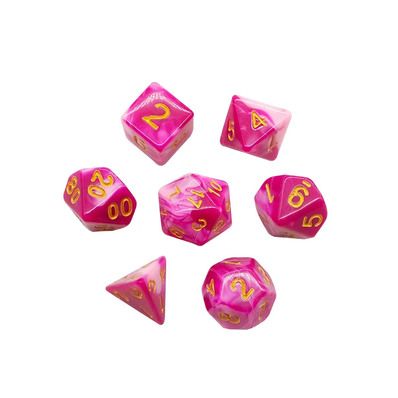 7 Stks/set Buitenlandse Handel Hot Koop Acryl Dubbele Kleur Multi-Geconfronteerd Dice Game Set Graveren Digitale Dobbelstenen