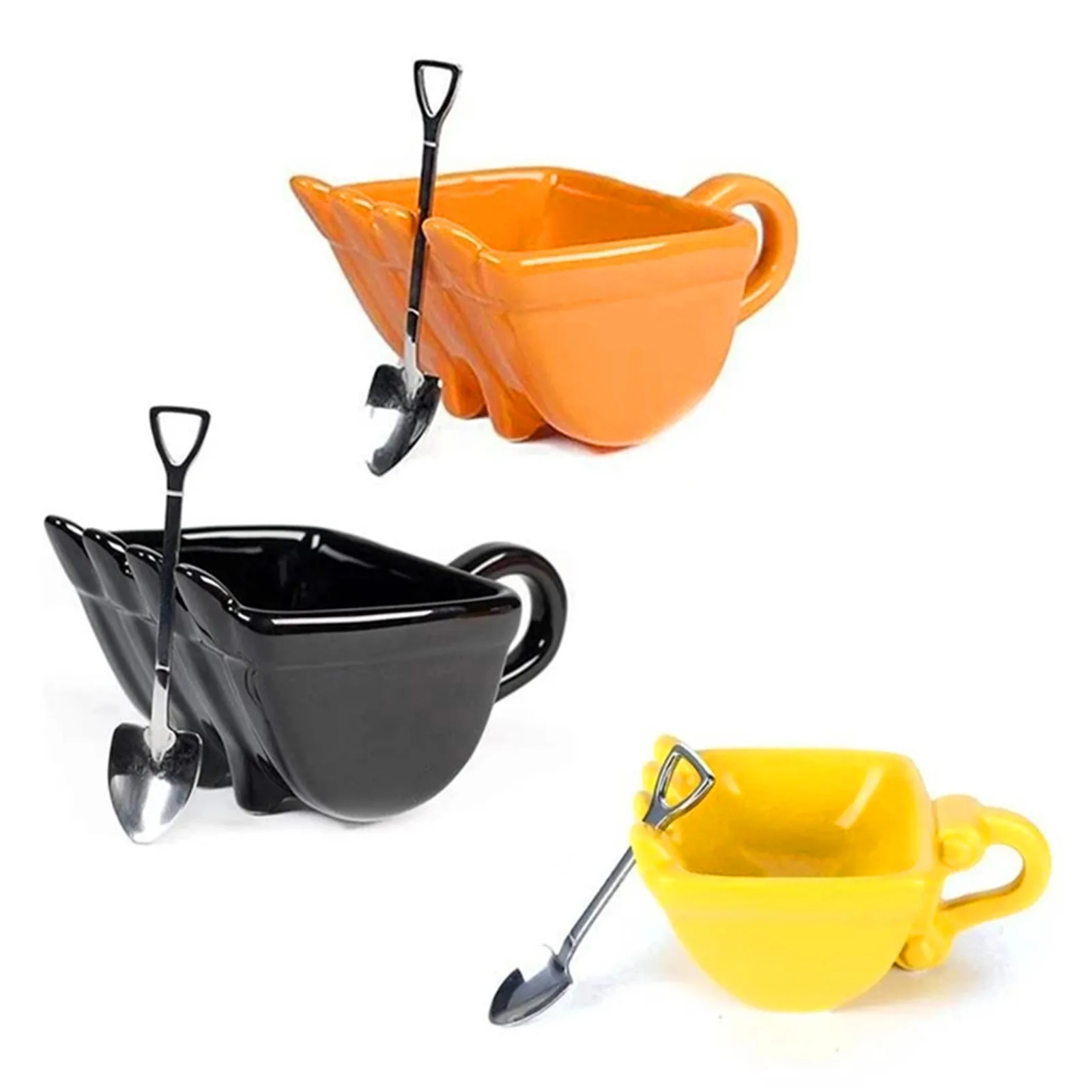 

Novel 340ml Ceramics Mugs Excavator Bucket Model Coffee Mug With Spade Shovel Spoon For Dessert Funny Mugs Cake Cup Gift Canecas