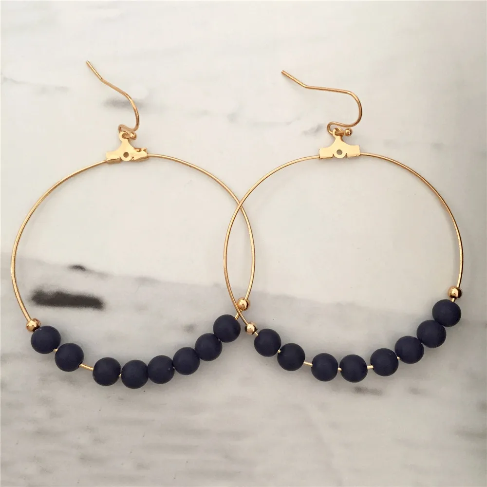 Summer Boho New Korean Round Beads Dangle Drop Earrings For Women Fashion Wedding Jewelry