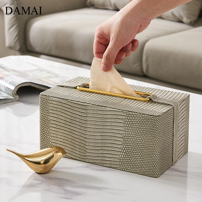 Crocodile Leather Texture Tissue Boxes Nordic Minimalist Creative Bedroom Bedside Paper Towel Storage Box Living Room Decoration