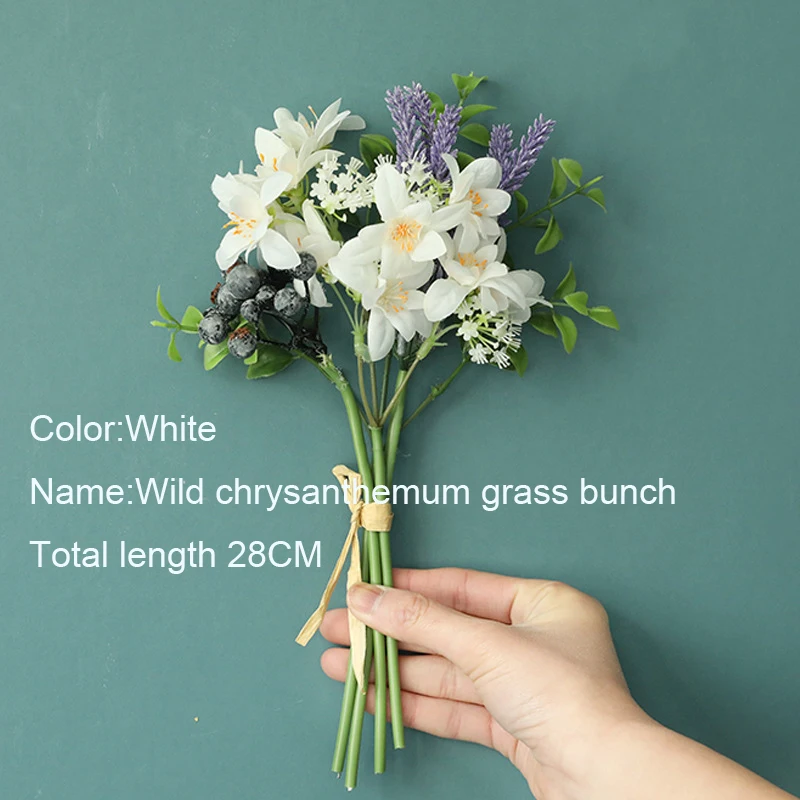 

Bunch of Chrysanthemum Grass Artificial Flowers Decoration Home Flower Arrangement Wedding Bride Hand Hold Bouquet Fake Wreath