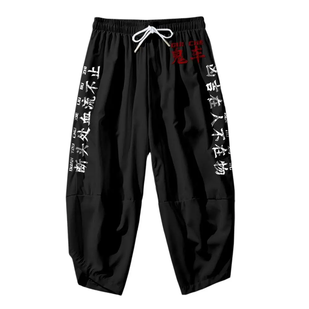 Men\'s Pockets Harem Pants 2021 Hip Hop Casual Male Joggers Trousers Fashion Casual Streetwear Black Print Pants
