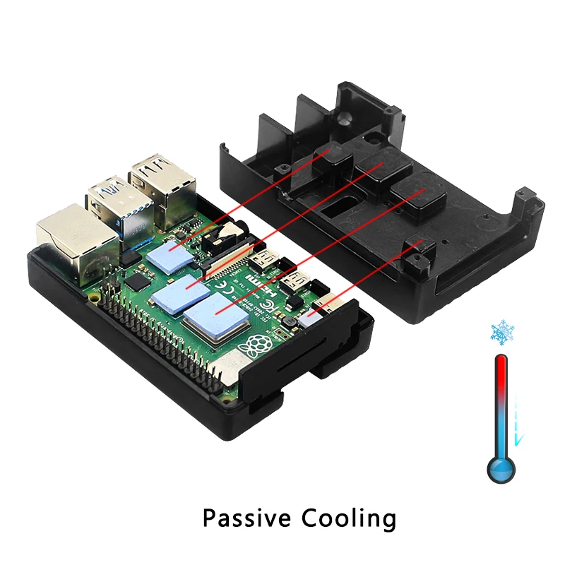 Корпус для Raspberry Pi 4 Armor, алюминиевый чехол с двумя вентиляторами, пассивные радиаторы Cooing для Raspberry Pi 4, Модель B