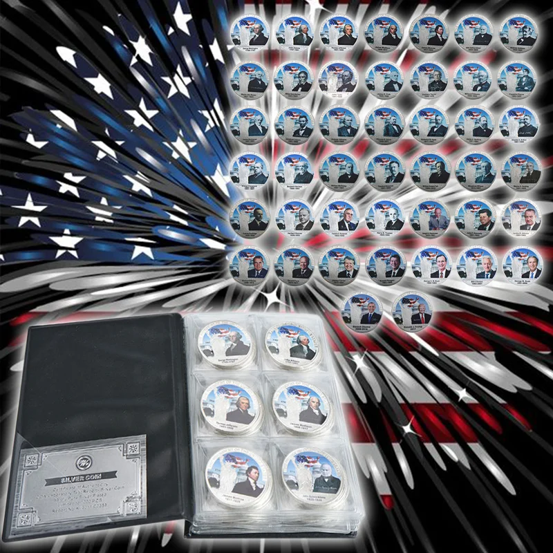 WR All 45 US Presidents Silver Plated Coin Sets Gift Coin Collection Home Decorative Quality Business Souvenir Gifts 44pcs