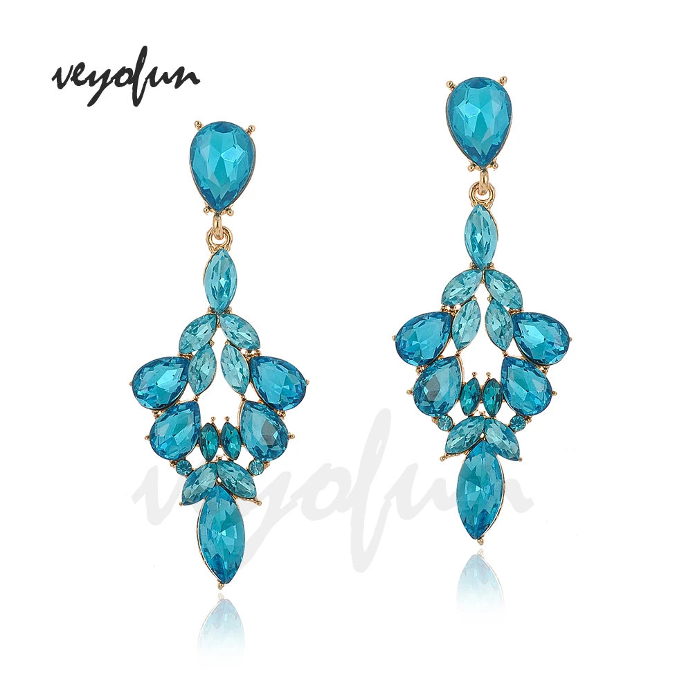 Veyofun Luxury Hollow out  Crystal Dangle Earrings for Women 2019 Fashion Drop Earrings Jewelry