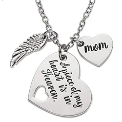 Memorial Necklace A Piece of My Heart is in Heaven Memorial Dad Mom Necklace Loss of Father Mother Gifts Sympathy Gift