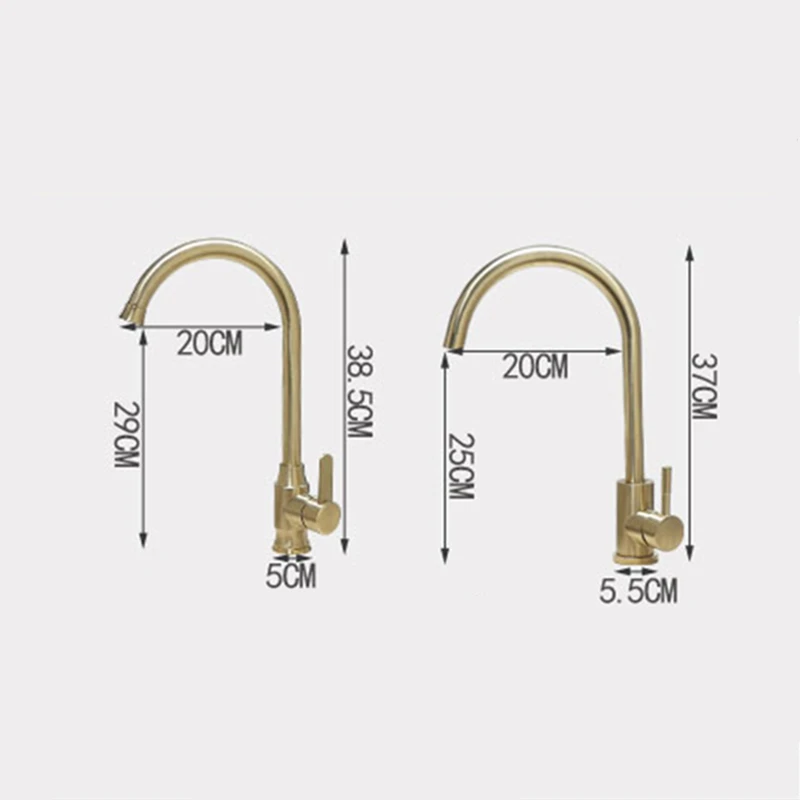 Kitchen Faucets Brushed Gold Stainless Steel Single Handle 360 Rotate Bathroom Washbasin Faucet Cold Hot Water Sink Mixer Taps