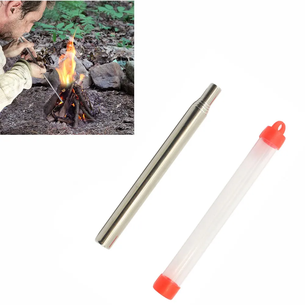 14mm Bold Telescopic Blow Fire Stick Outdoor Picnic Fire Tools Blow Fire Tube Camping Survival Blow Fire Tools Fire Starter Tube