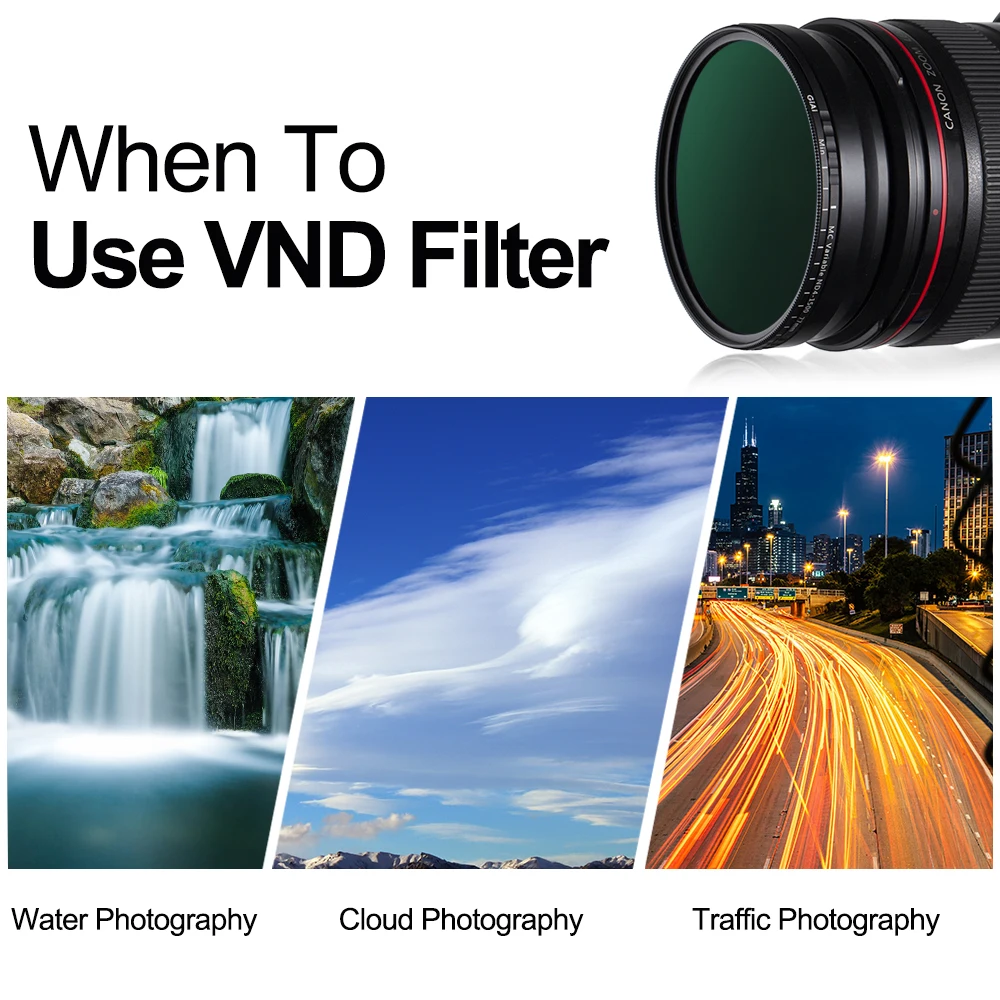 GiAi Nano Coating Variable ND Filter Premium Quality ND8 To ND2000 Neutral Density Camera Lens 86mm 82mm 77mm 72mm 67mm