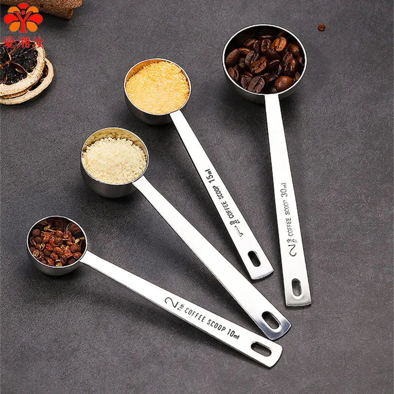 Measuring Spoon Coffee Spoon Bubble Tea Measuring Cup,Cooking Food Scale15/30ml 10/20g Kitchen Tools Stainless Steel