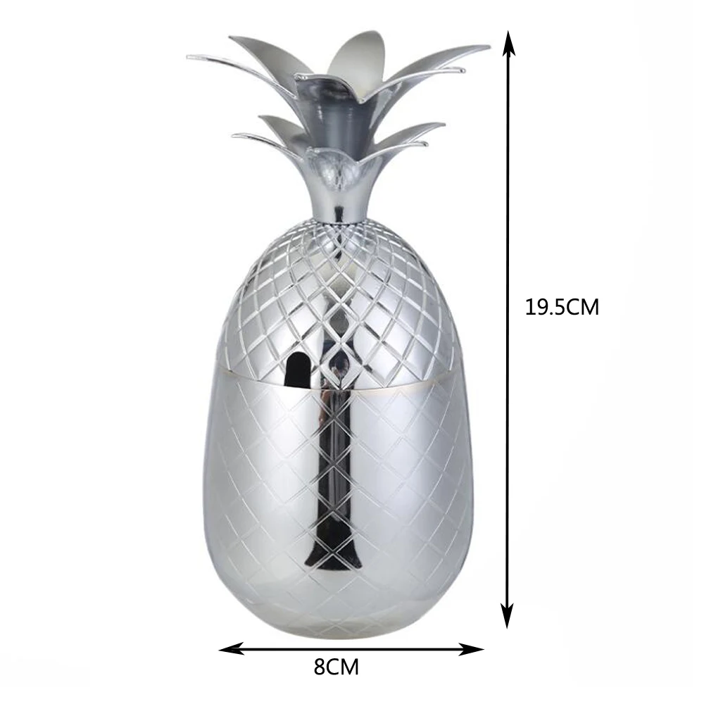 الفولاذ المقاوم للصدأ الأناناس كوكتيل الزجاج معدن النحاس كوب موسكو البغل كوب النبيذ الزجاج ديكورات المنزل بار الملحقات ، 500 مللي #6