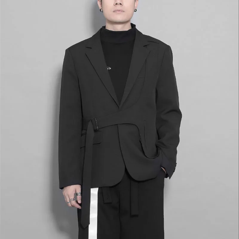 British port-style three-dimensional cut with patchwork casual casual casual solid-color suit jacket male autumn