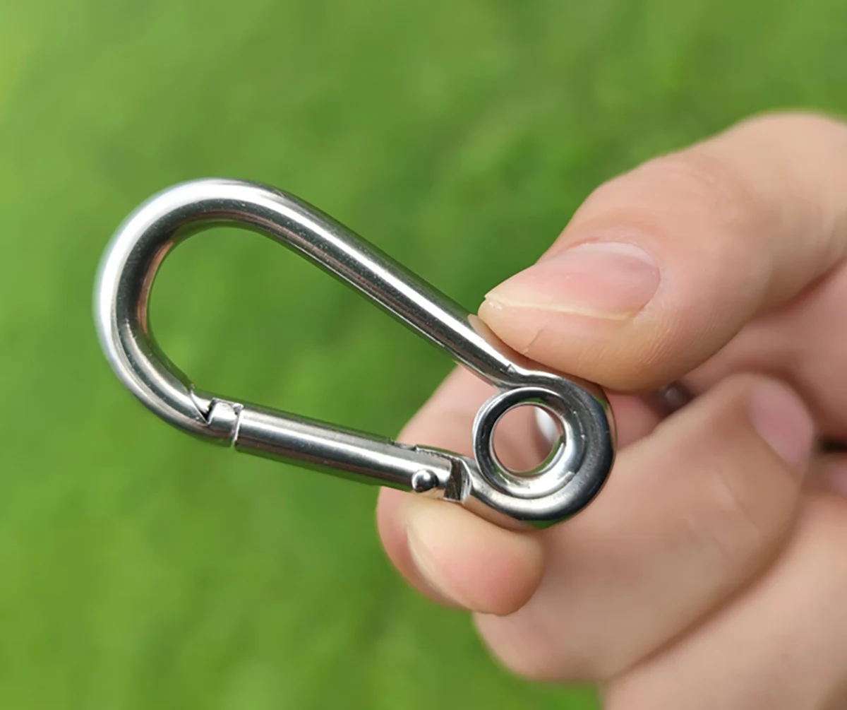1Pcs M4 M5 M6 M7 M8 M9 M10 M11 M12 304/316สแตนเลสสตีล Carabiner Carbine Snap Hook พร้อมตาไก่ฤดูใบไม้ผลิ Buckle Key Ring