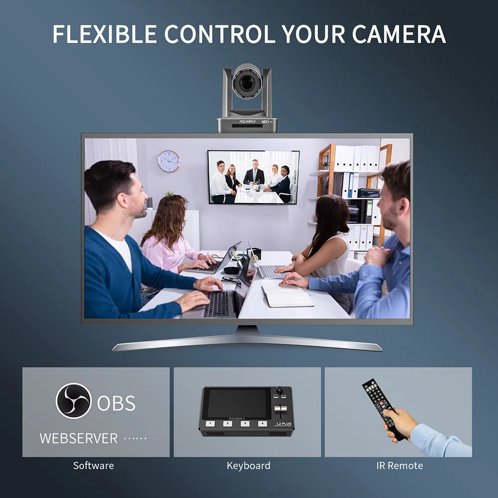 FEELWORLD NDI20X 20X Zoom NDI Smart SDI HDMI PTZ Camera HD 1080p 60 Hz For Video Conference Broadcast Live Streaming Education