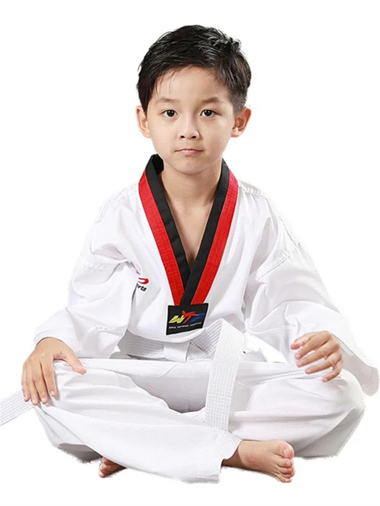 Hot Sale White Taekwondo Uniform Children Adult Taekwondo Dobok With Belt Sports Gym Martial Arts Suit Taekwondo Equipment