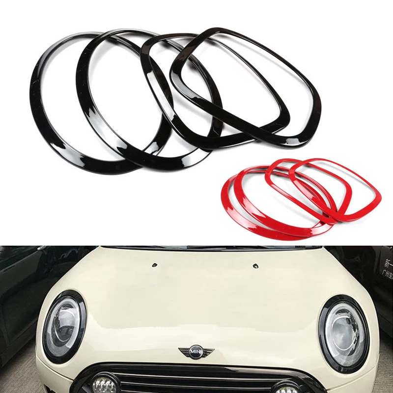 For Mini Cooper F55 F56 PC Headlight Decoration Ring Red Black 2Pcs/Set Front Rear