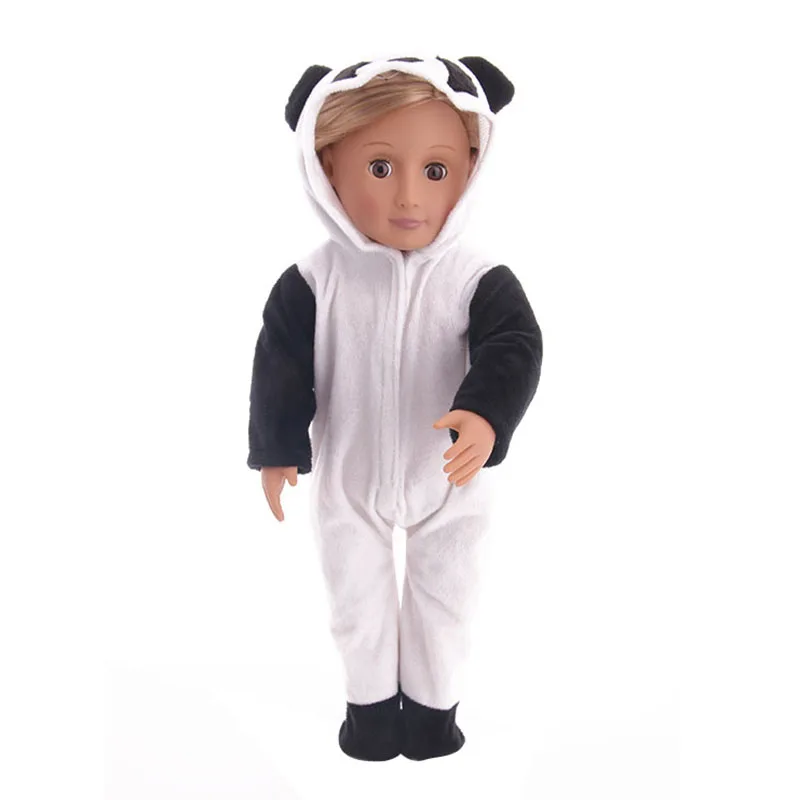 Panda bonito ternos roupas de boneca sapatos acessórios para 18 Polegada boneca americana & 43cm reborn bebê boneca acessórios brinquedo das crianças presente