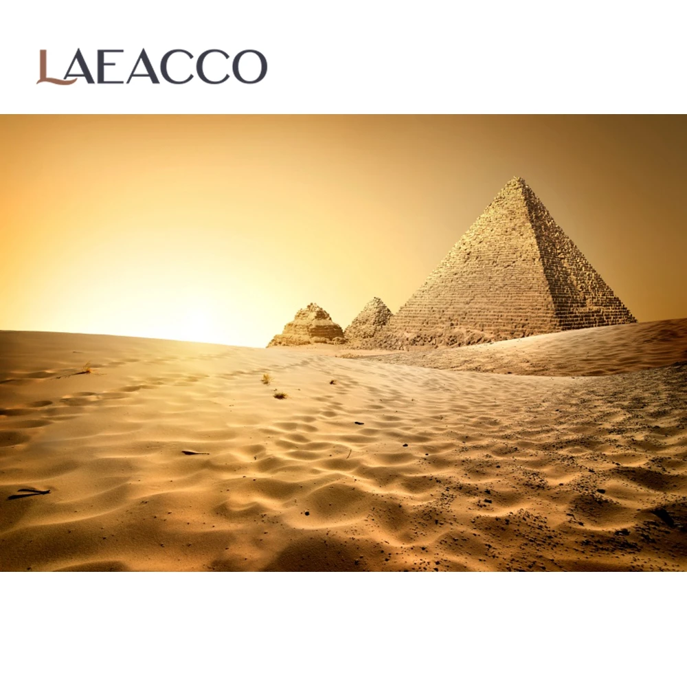 Laeacco Vintage Pyramid Egypt Ancient Dusk Wild Desert Sand Scenic Photography Background Photographic Backdrop For Photo Studio