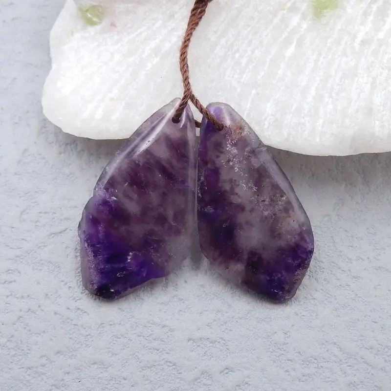 

Natural Stone Amethyst Nugget Earrings Beads 32x16x4mm 6g Beauty Jewelry Women Earrings Accessories