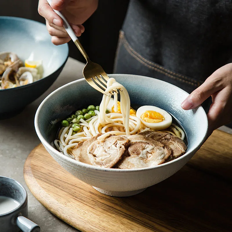 Japanese Style Ceramic Bowl Ramen Bowl Household Large Sea Bowl Large Bowl Retro Hat Bowls and Dishes Commercial Soup Bowl