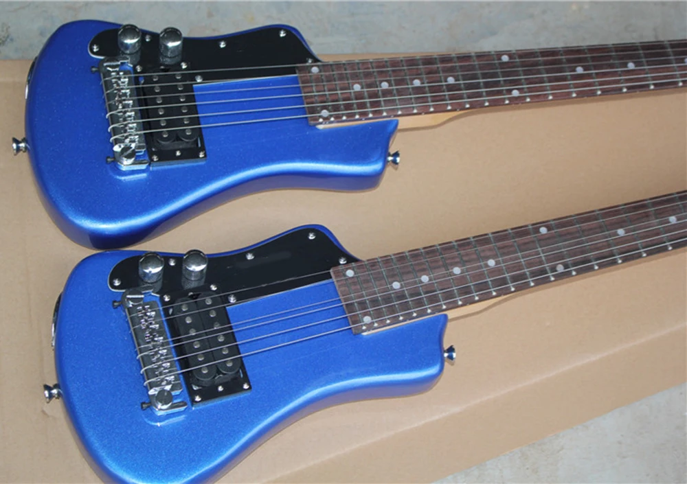 Factory Outlet-6 Strings Left Handed Blue Mini Electric Guitar with Rosewood Fretboard,Suitable for Travel/Children