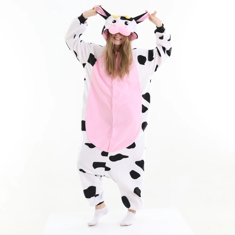 Adult Cow Onesies Pajamas Anime Cosplay Costume Unisex Kigurumi Cartoon Party Jumpsuit For Female Male