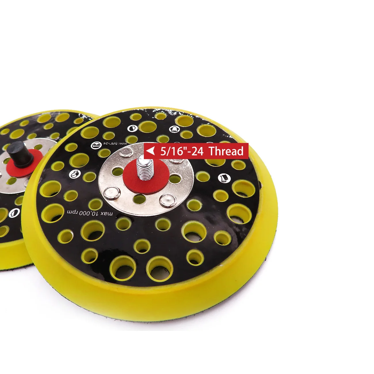 POLIWELL 5 Inci 125Mm 44-Hole 5/16 "-24 Thread Backing Pad Hook & Loop Sanding Pads untuk DA Polishers Aksesoris Alat Daya