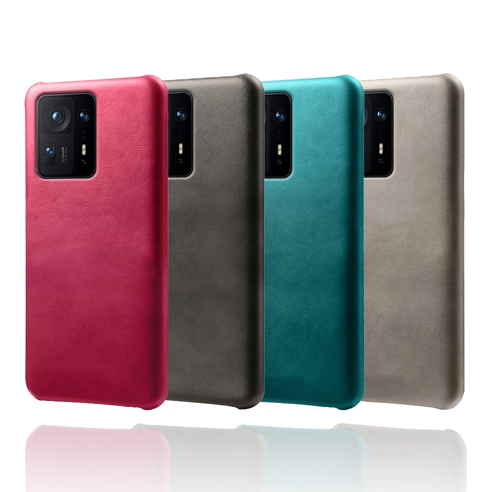 Luxury Vegan Leather Case for Xiaomi Mi Mix 4, Slim Hard PC Phone Cover for Xiaomi Mix 4, Mi Mix4, 5G