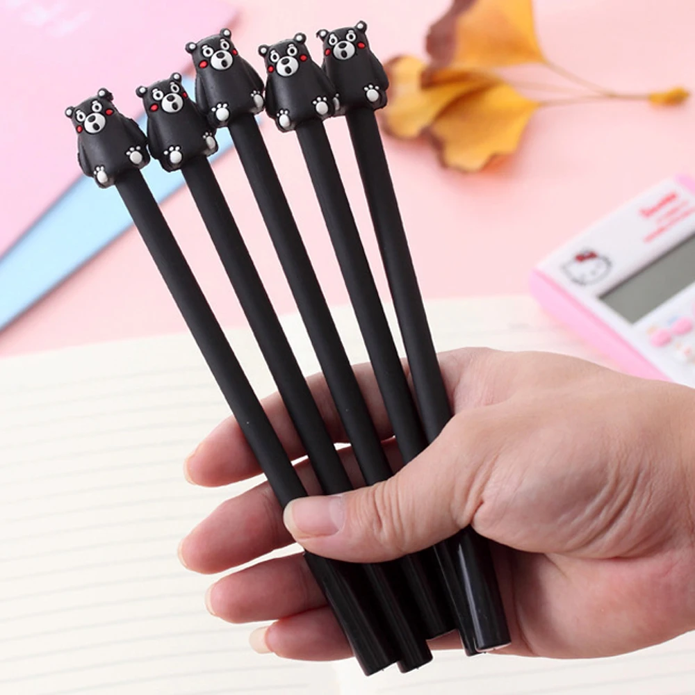 4Pcs Cute Black Ink Gel Pen Kawaii Random Pattern Unicorn Pony 0.5mm Gel Ink Pen School Stationery Office Suppliers Gifts