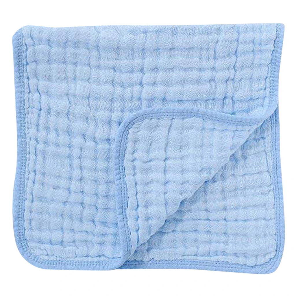 Muslin Burp Cloths 6 Pack Large 100% Cotton Hand Washcloths 6 Layers Extra Absorbent and Soft (Blue, Pack of 6)