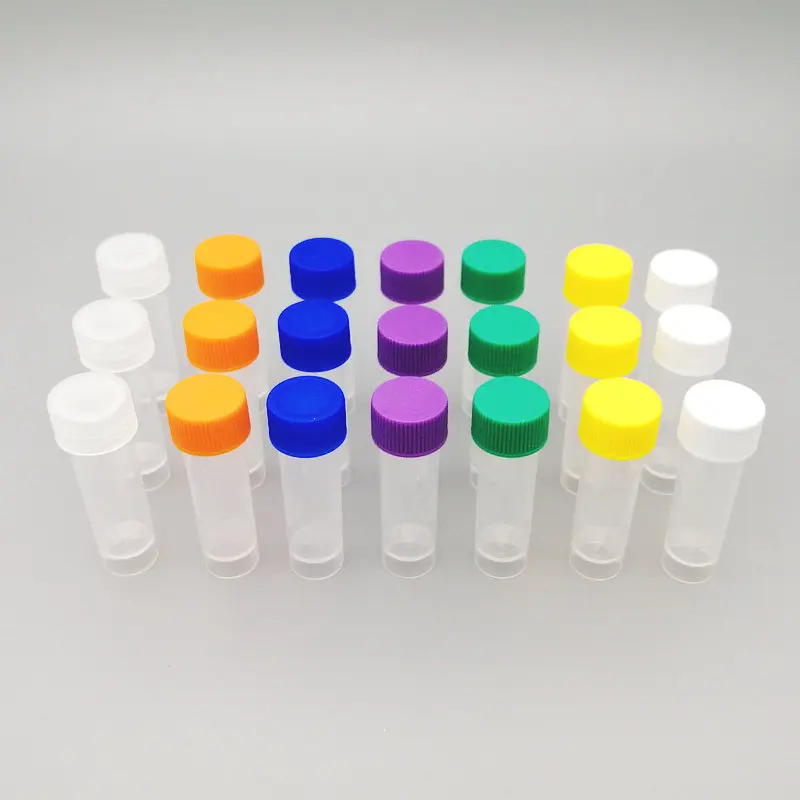 20pcs Lab 5ml Plastic Screw Mouth Freeze Pipe with Leakproof Washer,Transparent Cryovial with Scale,Reagent/Ink Storage Tube