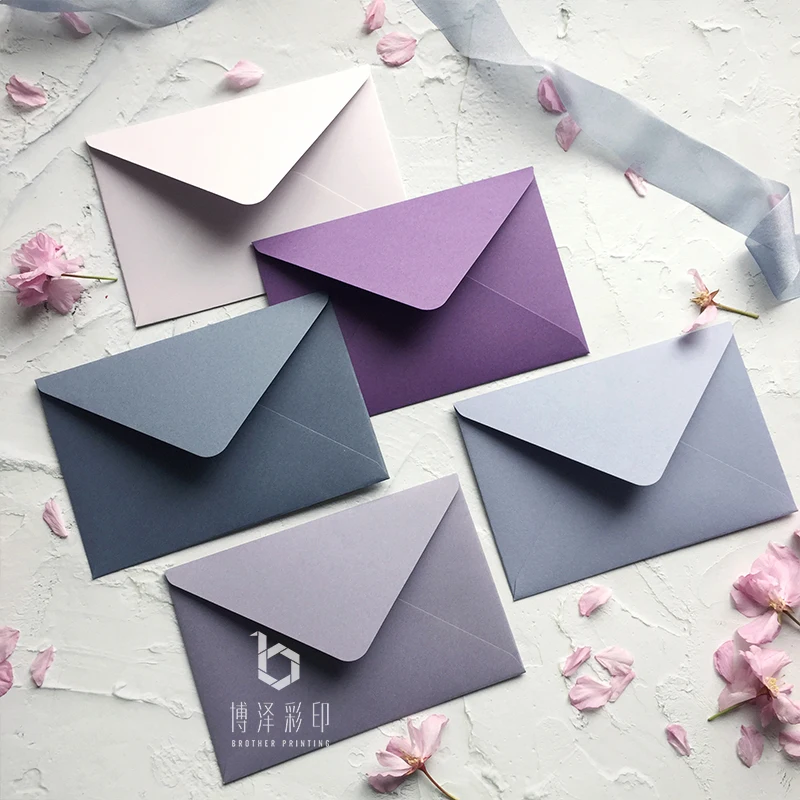 High Quality 5pcs/pack Solid Color Gift Envelopes Purple, gray European Envelopes For Card Post Card Photo Letter