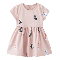 Brand Quality 100% Woven Cotton A-Line One-Piece Dress for Baby Girls Casual Summer Children's Clothing