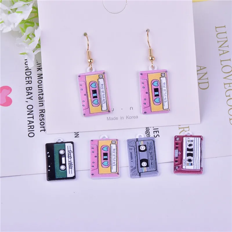 Mix 10pcs/pack Magnetic Tape Enamel Charms Metal Pendant  for DIY Earring  Keychain Jewelry Making