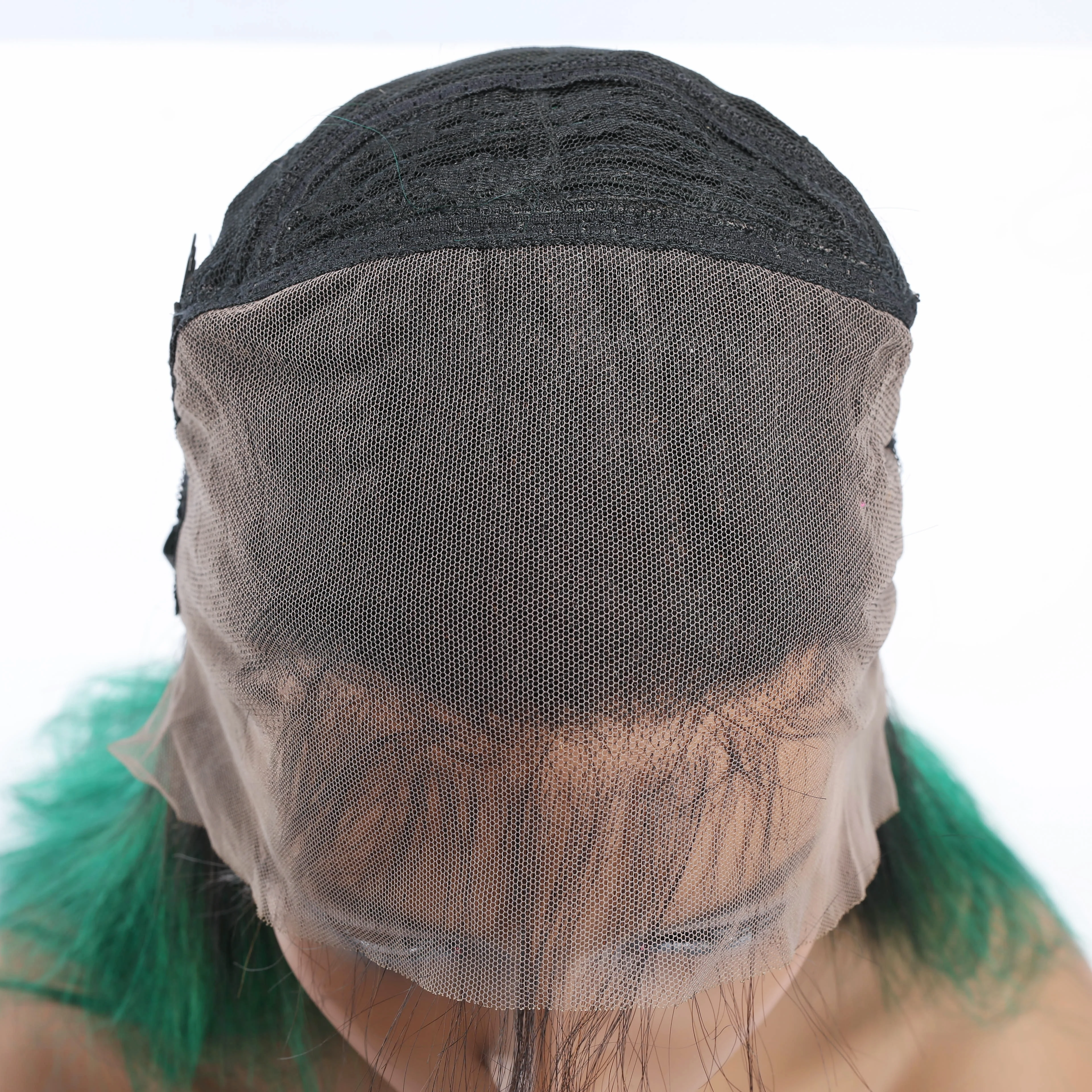 Peluca de cabello humano liso para mujeres negras, postizo de encaje frontal transparente, color verde degradado, 13x4, 4x4, prearrancado