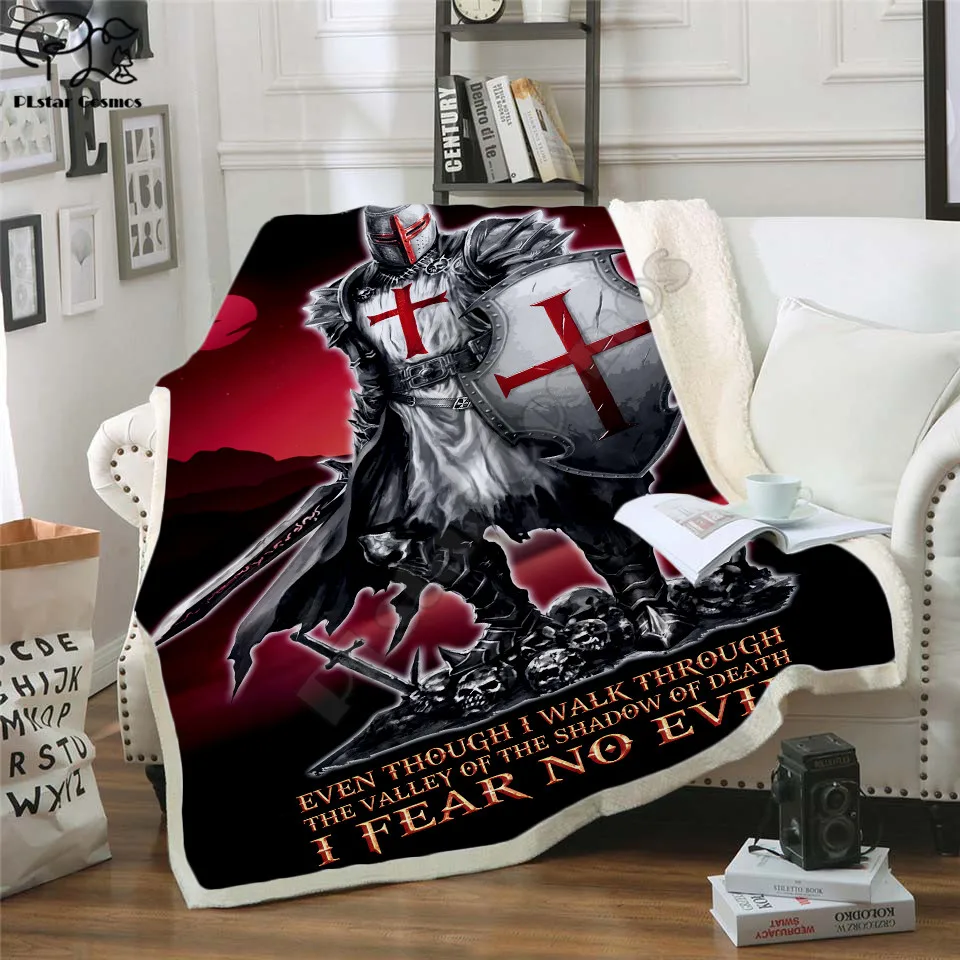 Knights Templar Blanket 3D printed Sherpa Blanket on Bed Home Textiles Dreamlike HOME ACCESSORIES style-1