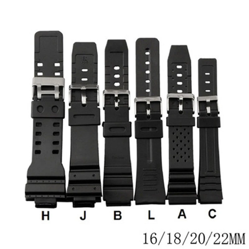 For casio Watches Watchband Silicone Rubber Bands EF Replace Electronic Wristwatch Band Sports Watch Straps 16mm 18mm 20mm 22mm